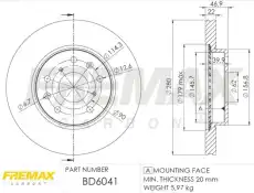 Тормозной диск FREMAX BD-6041 вентилируемый передняя ось