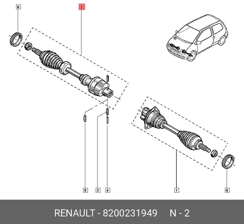 приводной вал 8200231949 RENAULT