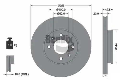 Тормозной диск BENDIX BDS2178