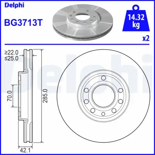 Тормозной диск DELPHI BG3713T