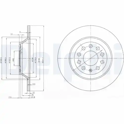 Тормозной диск DELPHI BG3956C18B1