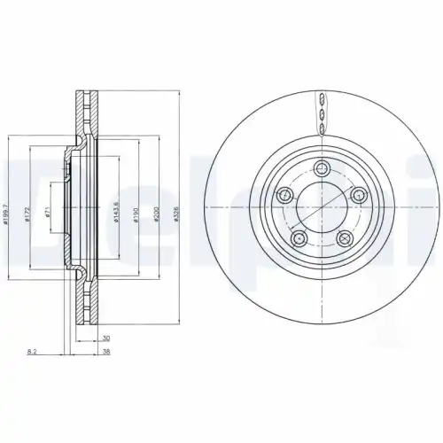 Тормозной диск DELPHI BG4203C18B1