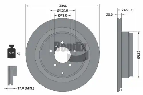 Тормозной диск BENDIX BDS1810 вентилируемый , задняя ось