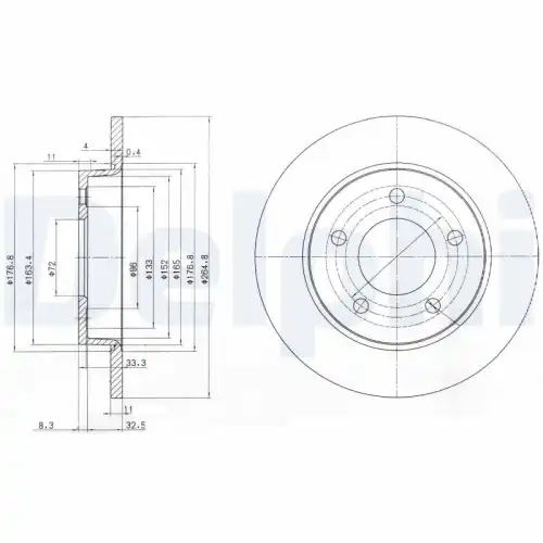 Тормозной диск DELPHI BG4025C18B1