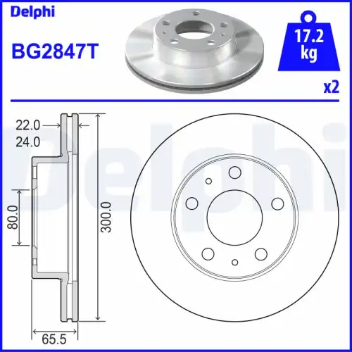 Тормозной диск DELPHI BG2847T