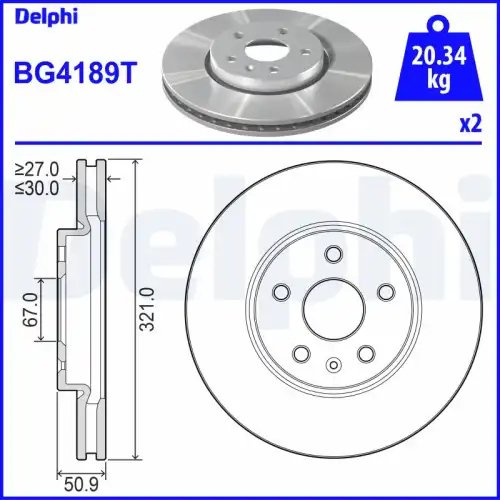 Тормозной диск DELPHI BG4189T