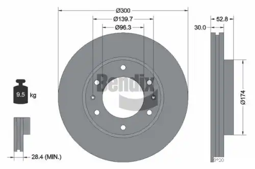 Тормозной диск BENDIX BDS1676 вентилируемый , передняя ось