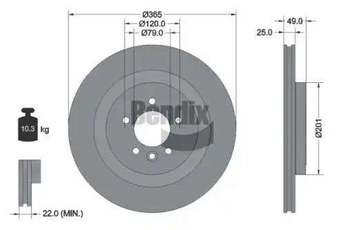 Тормозной диск BENDIX BDS1565