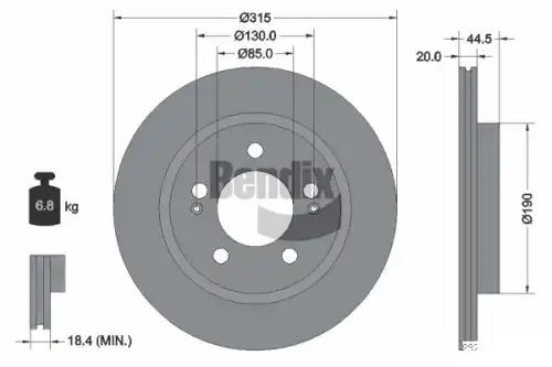 Тормозной диск BENDIX BDS2266