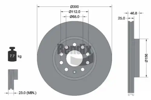 Тормозной диск BENDIX BDS2269
