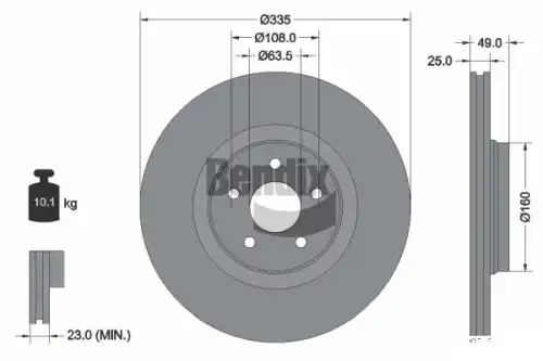 Тормозной диск BENDIX BDS2279HC