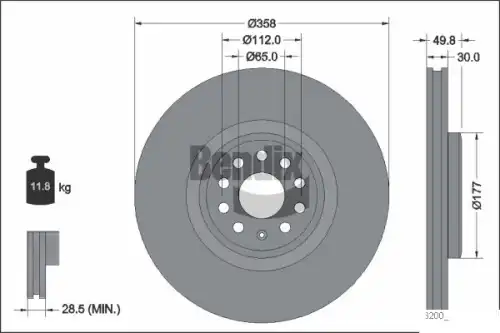 Тормозной диск BENDIX BDS2288HC