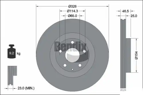 Тормозной диск BENDIX BDS2289