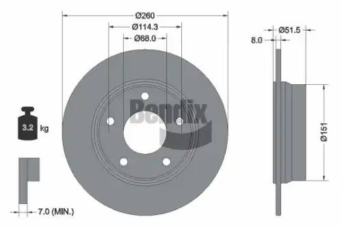 Тормозной диск BENDIX BDS2327