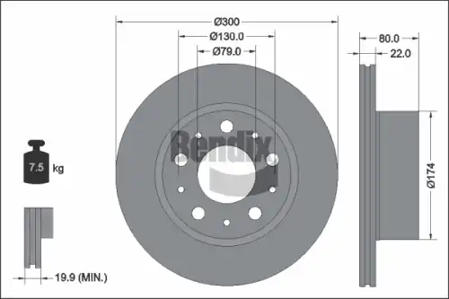 Тормозной диск BENDIX BDS2319