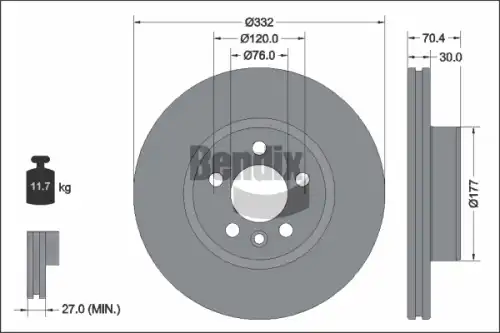 Тормозной диск BENDIX BDS2320HC