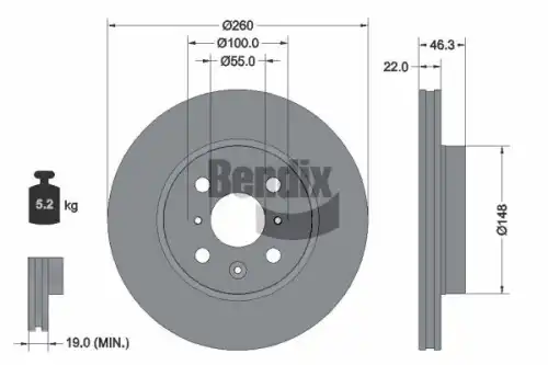 Тормозной диск BENDIX BDS2324
