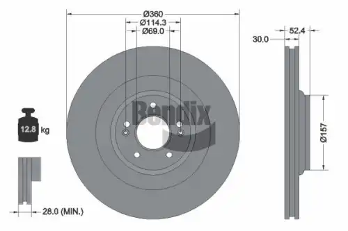 Тормозной диск BENDIX BDS2329HC