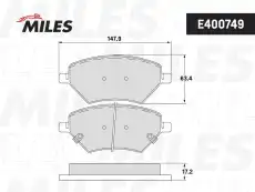 Тормозные колодки дисковые передняя ось MILES E400749