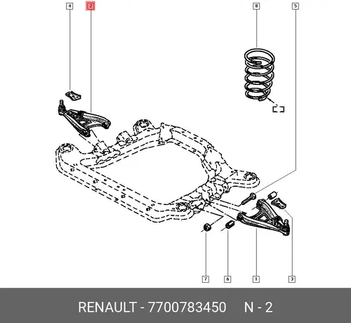 рычаг правый передний 7700783450 RENAULT