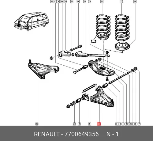 Рычаг подвески RENAULT 7700649356