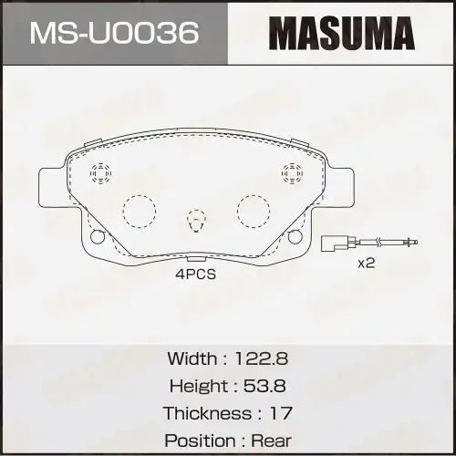 Тормозные колодки дисковые MASUMA MS-U0036
