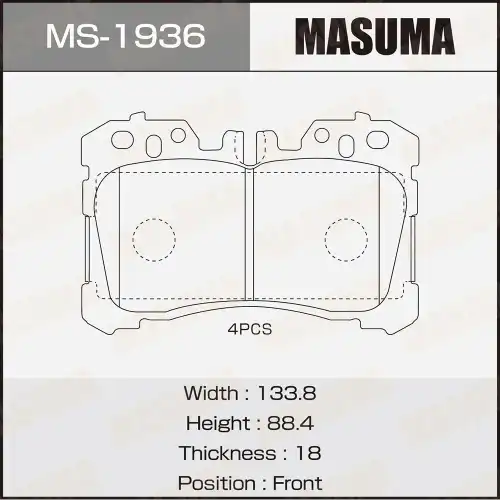 Тормозные колодки дисковые MASUMA MS-1936