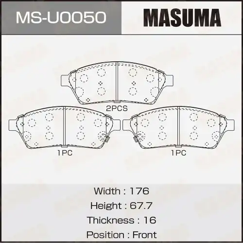 Тормозные колодки дисковые MASUMA MS-U0050