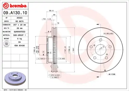 Тормозной диск BREMBO 09.A130.11