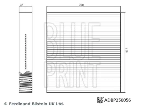 Салонный фильтр BLUE PRINT ADBP250056