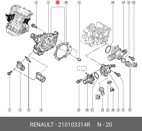 Насос системы охлаждения (помпа) RENAULT 210103314R