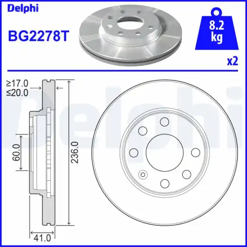 Тормозной диск DELPHI BG2278T