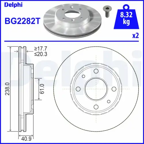 Тормозной диск DELPHI BG2282T