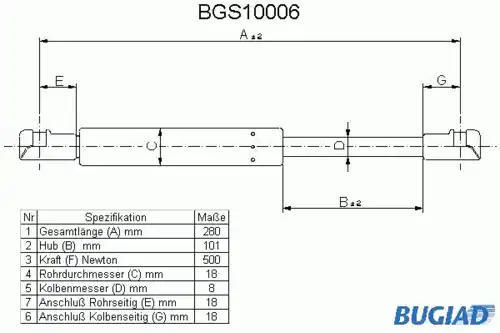амортизатор багажника AR BGS10006 BUGIAD