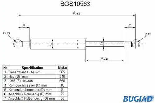 амортизатор багажника Opel BGS10563 BUGIAD