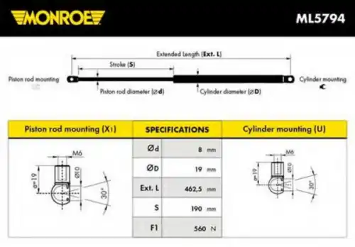 Амортизатор капота MONROE ML5794