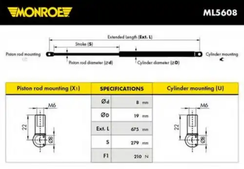 Амортизатор капота MONROE ML5608