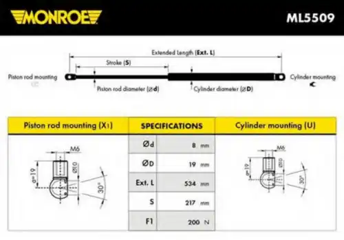 Амортизатор капота MONROE ML5509