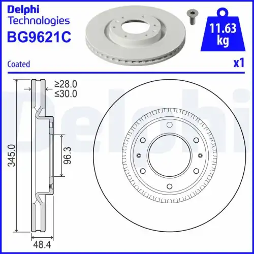 Тормозной диск DELPHI BG9621C