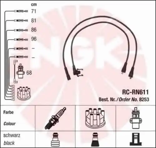 компл. высоковольт. проводов Ren 8253 NGK