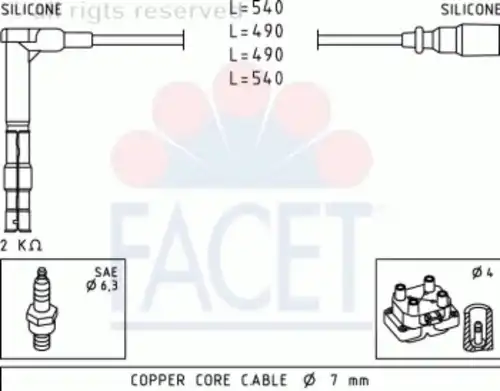 компл. высоковольт. проводов MB 4.9305 FACET