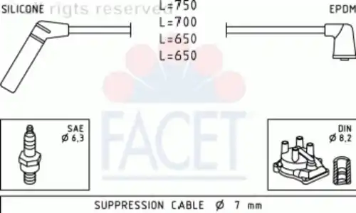 компл. высоковольт. проводов Mits 4.9420 FACET