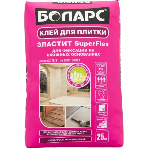БОЛАРС Клей для плитки ЭЛАСТИТ SUPER FLEX 25 кг 00000038369