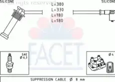 компл. высоковольт. проводов Ford 4.9625 FACET