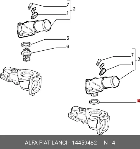 Прокладка, термостат 14459482 FIAT