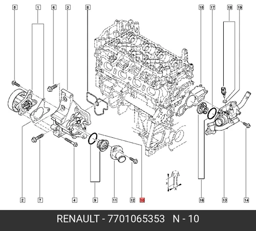 Прокладка, термостат 77 01 065 353 RENAULT