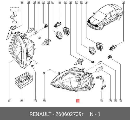 Фара RENAULT 260602739R