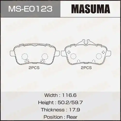Тормозные колодки дисковые MASUMA MSE0123