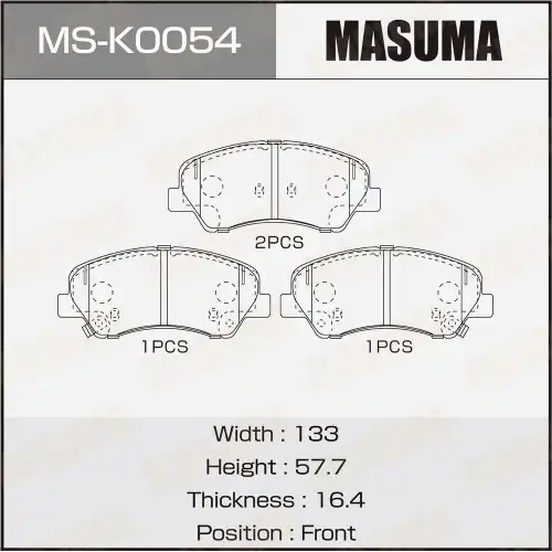Тормозные колодки дисковые MASUMA MSK0054