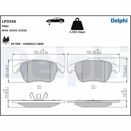 Тормозные колодки дисковые DELPHI LP3345